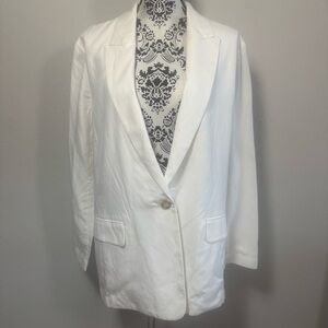 Ann Taylor Loft Women’s Blazer Jacket Size L Large Linen Blend Ivory NWT